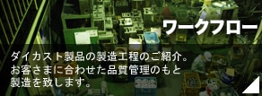 ワークフロー｜ダイカスト製品の鋳造工程のご紹介。お客様に合わせた品質管理のもと製造を致します
